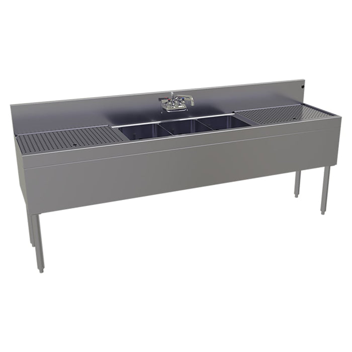 Glastender TSA-84-S 84" 3 Compartment Sink w/ 11"L x 14"W Bowls, 10 1/4" Deep-cityfoodequipment.com