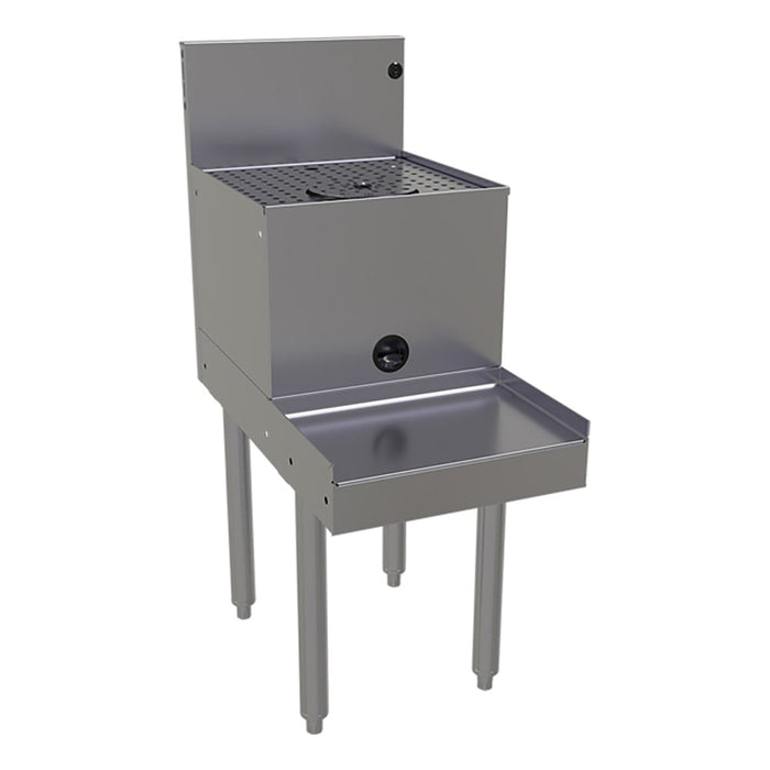Glastender DBSA-14-RF 14" Main Line Underbar Blender Station w/ Drainboard & Rinser Faucet - 7" Backsplash-cityfoodequipment.com