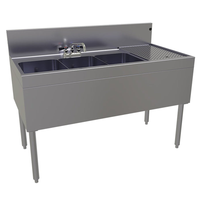 Glastender TSB-48L-S 48" 3 Compartment Sink w/ 11"L x 14"W Bowls, 10 1/4" Deep-cityfoodequipment.com