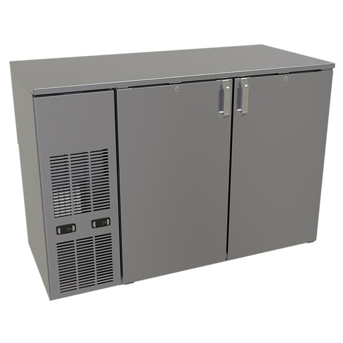 Glastender C2FB52 52" Bar Refrigerator - 2 Swinging Solid Doors, Black, 120v-cityfoodequipment.com
