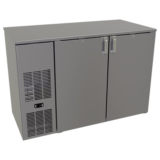 Glastender CP1FB52 52" Pass Thru Bar Refrigerator - 4 Swinging Solid Doors, Black, 120v-cityfoodequipment.com