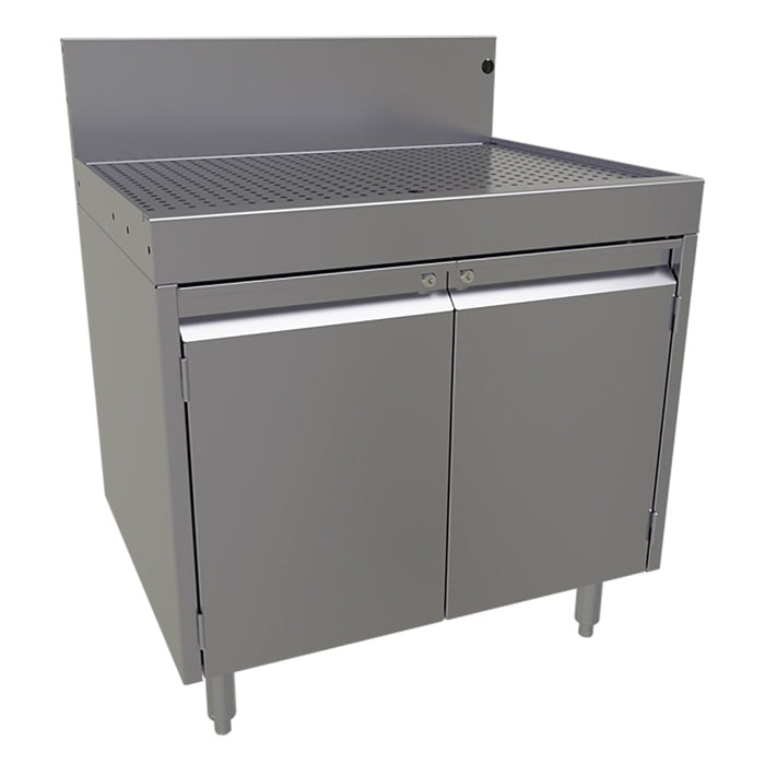 Glastender DBCB-30 Main Line Underbar Freestanding Drainboard Cabinet w/ 7" Backsplash - 30"W x 24"D x 37"H-cityfoodequipment.com