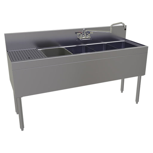 Glastender FSA-60R-S 60" 4 Compartment Sink w/ 11"L x 14"W Bowl, 10 1/4" Deep-cityfoodequipment.com