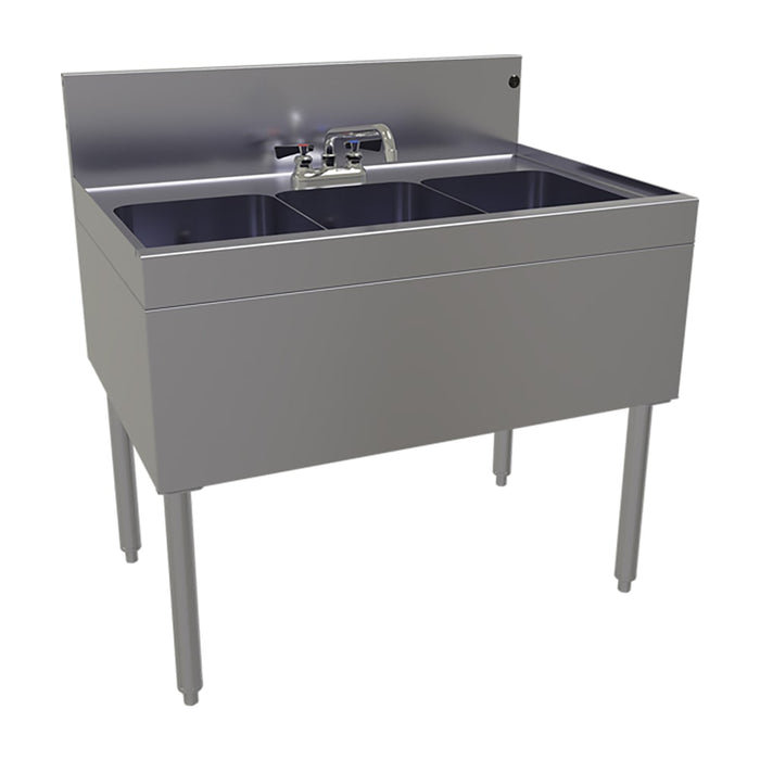Glastender TSB-36-S 36" 3 Compartment Sink w/ 11"L x 14"W Bowls, 10 1/4" Deep-cityfoodequipment.com
