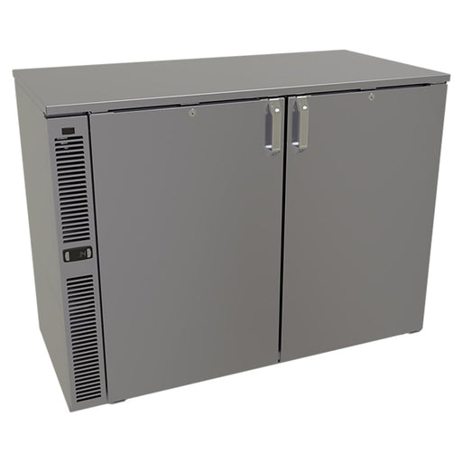 Glastender C1SB48 48" Bar Refrigerator - 2 Swinging Solid Doors, Black, 120v-cityfoodequipment.com