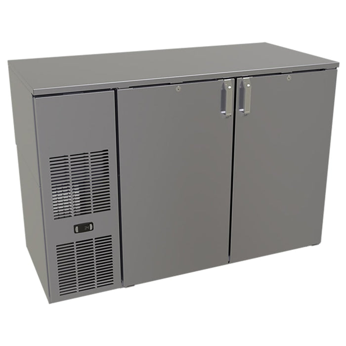 Glastender C1FB52 52" Bar Refrigerator - 2 Swinging Solid Doors, Black, 120v-cityfoodequipment.com