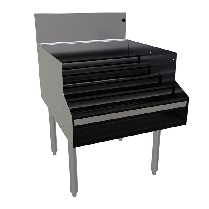 Glastender LDB-24S 5 Level Raised Liquor Display - Holds 30 Bottles, 7" Backsplash, 24" x 29"-cityfoodequipment.com