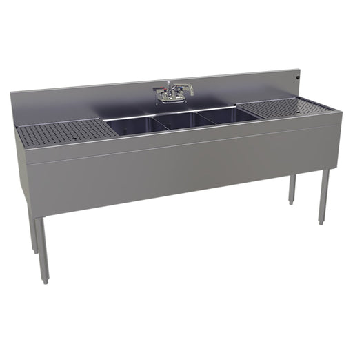 Glastender TSA-72-S 72" 3 Compartment Sink w/ 11"L x 14"W Bowls, 10 1/4" Deep-cityfoodequipment.com