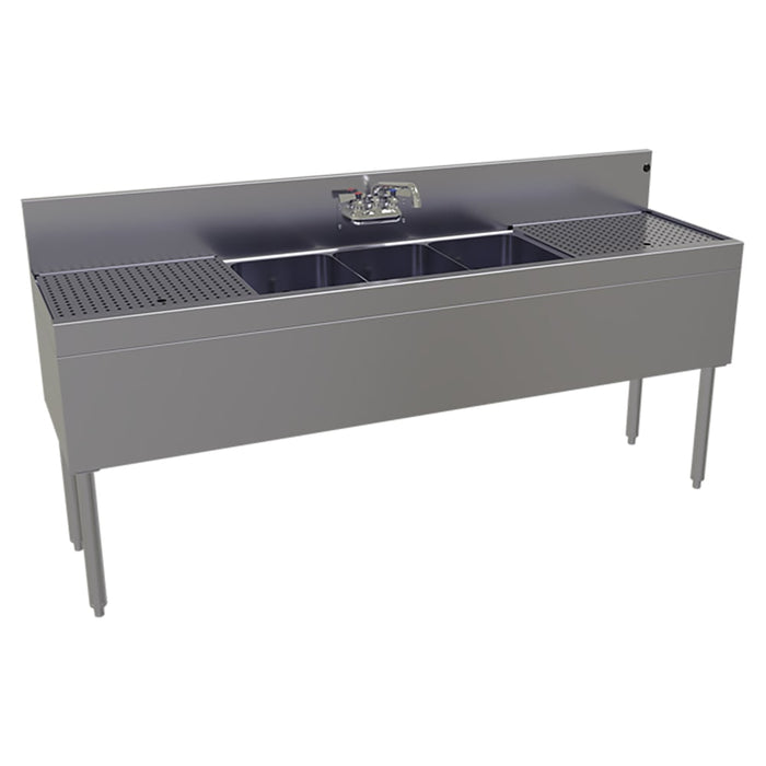 Glastender TSA-72-S 72" 3 Compartment Sink w/ 11"L x 14"W Bowls, 10 1/4" Deep-cityfoodequipment.com