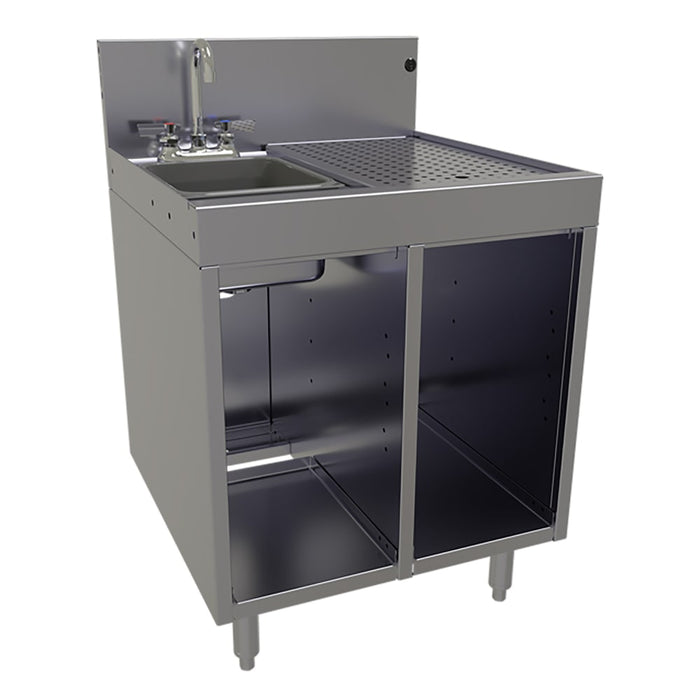Glastender SWB-24L-C Underbar Dump Sink w/ 9 1/4"L x 11 1/2"W x 6"D Bowl - Faucet-cityfoodequipment.com