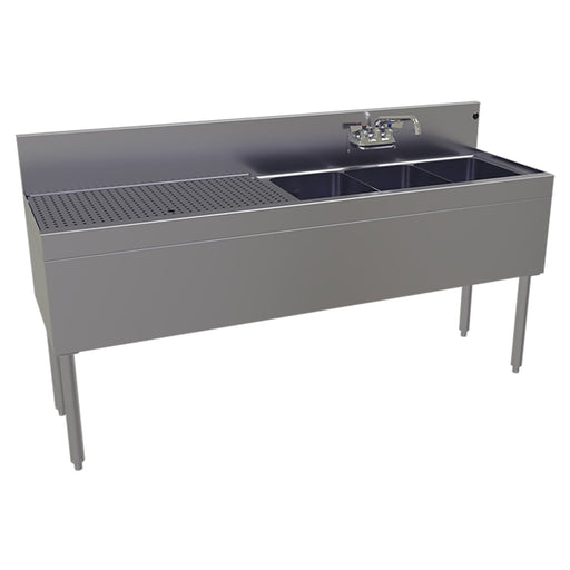 Glastender TSA-66R-S 66" 3 Compartment Sink w/ 11"L x 14"W Bowls, 10 1/4" Deep-cityfoodequipment.com