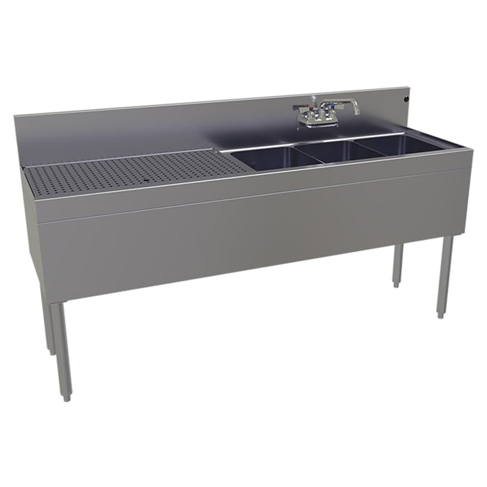 Glastender TSA-66R-S 66" 3 Compartment Sink w/ 11"L x 14"W Bowls, 10 1/4" Deep-cityfoodequipment.com