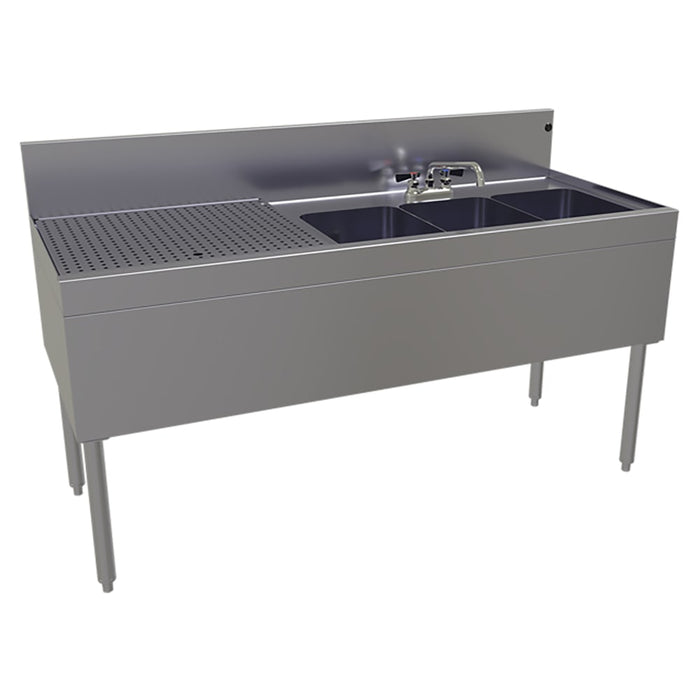 Glastender TSB-60R-S 60" 3 Compartment Sink w/ 11"L x 14"W Bowls, 10 1/4" Deep-cityfoodequipment.com
