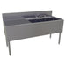 Glastender TSB-60R-S 60" 3 Compartment Sink w/ 11"L x 14"W Bowls, 10 1/4" Deep-cityfoodequipment.com