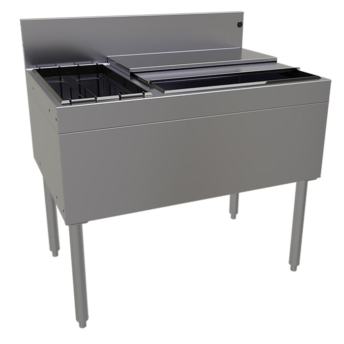 Glastender CBB-36L-CP10 36" Main Line Cocktail Station w/ 85 lb Ice Bin, Stainless Steel-cityfoodequipment.com