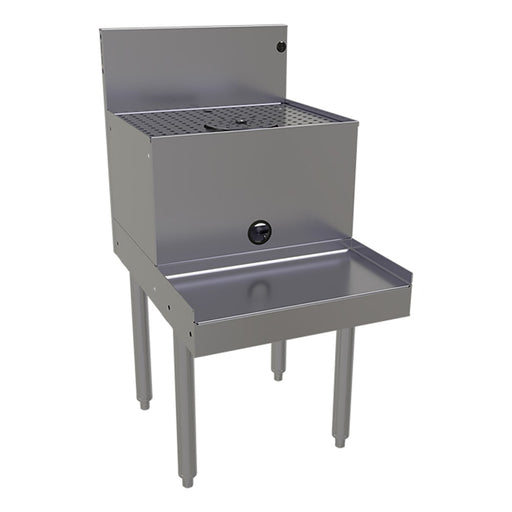 Glastender DBSA-18-RF 18" Main Line Underbar Blender Station w/ Drainboard & Rinser Faucet - 7" Backsplash-cityfoodequipment.com