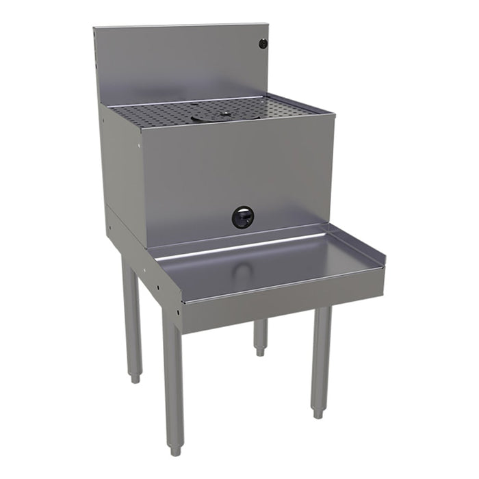 Glastender DBSA-18-RF 18" Main Line Underbar Blender Station w/ Drainboard & Rinser Faucet - 7" Backsplash-cityfoodequipment.com
