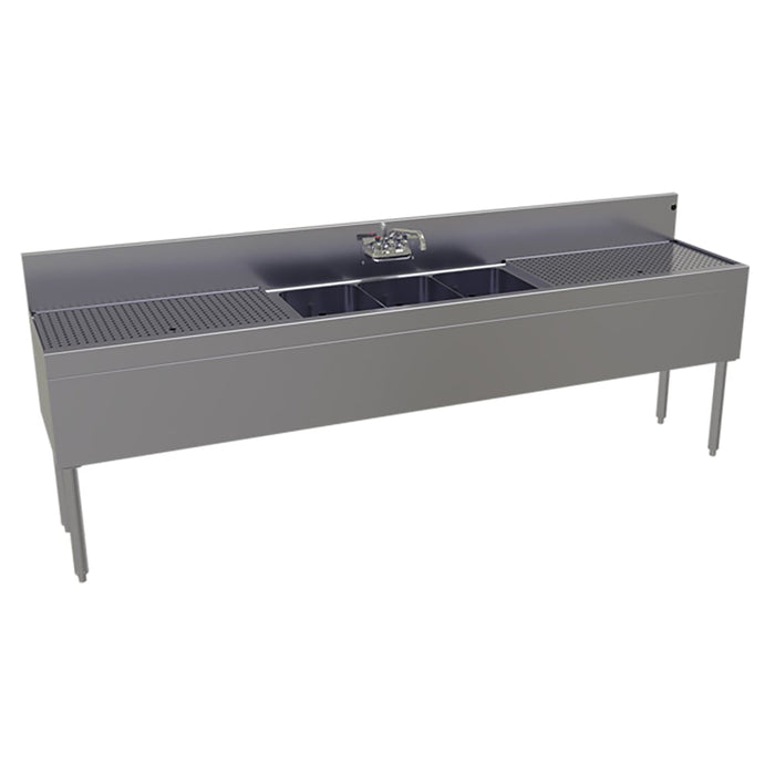 Glastender TSA-96-S 96" 3 Compartment Sink w/ 11"L x 14"W Bowls, 10 1/4" Deep-cityfoodequipment.com