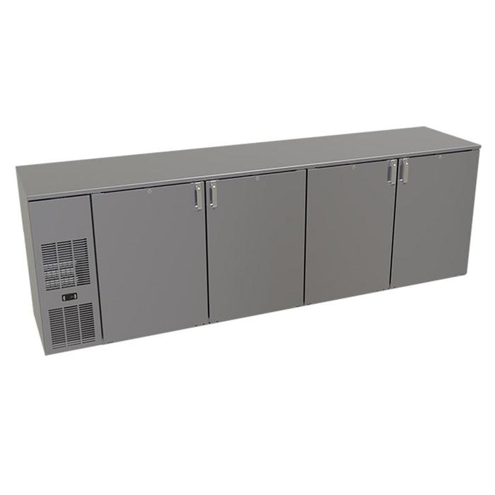 Glastender C1FB108 108" Bar Refrigerator - 4 Swinging Solid Doors, Black, 120v-cityfoodequipment.com