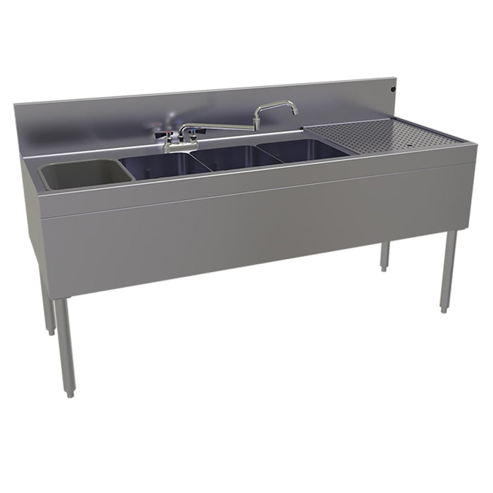 Glastender FSB-66L-S 66" 4 Compartment Sink w/ 11"L x 14"W Bowl, 10 1/4" Deep-cityfoodequipment.com