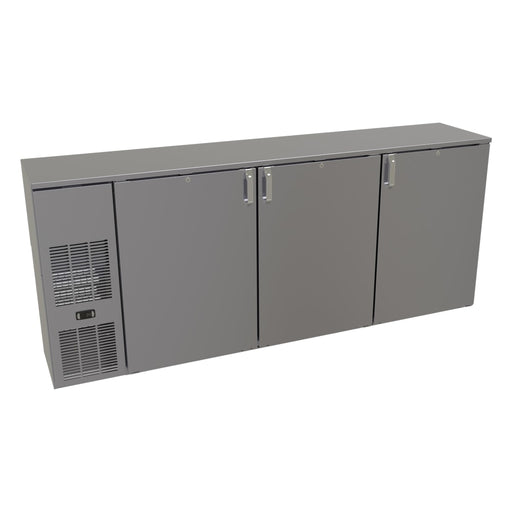Glastender CS1FB84 84" Bar Refrigerator - 3 Swinging Solid Doors, Black, 120v-cityfoodequipment.com