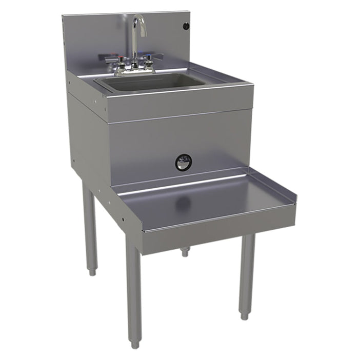 Glastender BSB-18 18" Main Line Underbar Blender Recess Station w/ Dump Sink & Faucet - 7" Backsplash-cityfoodequipment.com