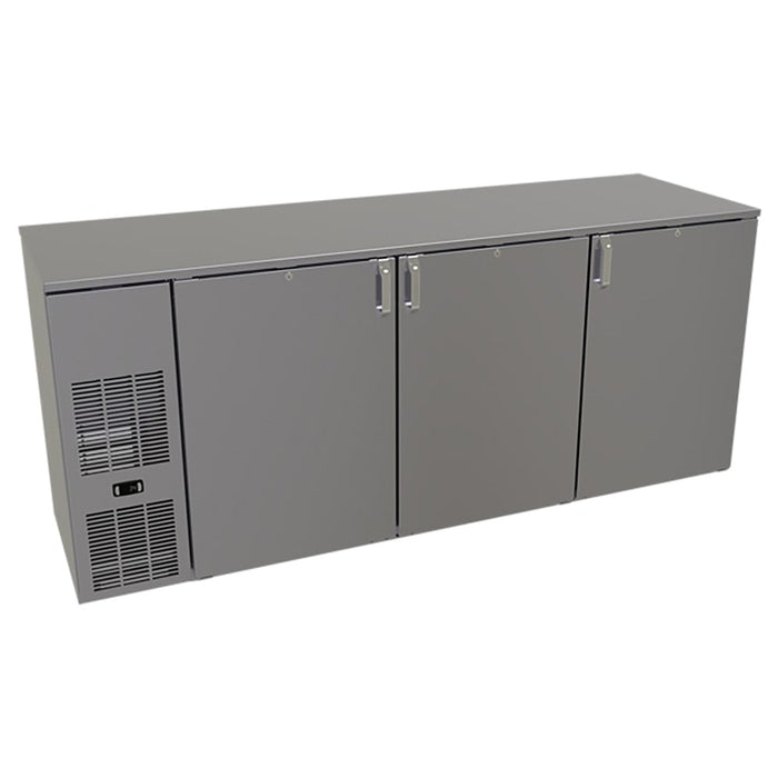 Glastender CP1FB84 84" Pass Thru Bar Refrigerator - 6 Swinging Solid Doors, Black, 120v-cityfoodequipment.com