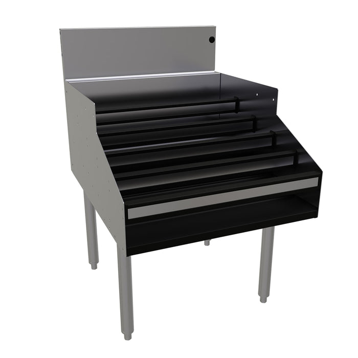 Glastender LDA-24D 5 Level Raised Liquor Display - Holds 30 Bottles, 7" Backsplash, 24" x 29"-cityfoodequipment.com