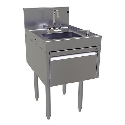 Glastender DHSB-18 Underbar Hand Sink w/ 9 1/4"L x 11 1/2"W x 6"D Bowl - Faucet, Soap & Towel Dispenser-cityfoodequipment.com