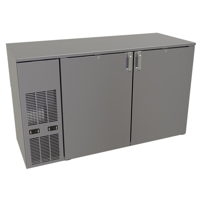 Glastender C2FB60 60" Bar Refrigerator - 2 Swinging Solid Doors, Black, 120v-cityfoodequipment.com