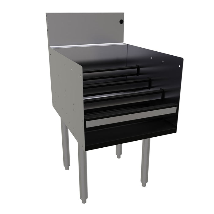 Glastender LDB-18 4 Level Raised Liquor Display - Holds 16 Bottles, 7" Backsplash, 18" x 24"-cityfoodequipment.com