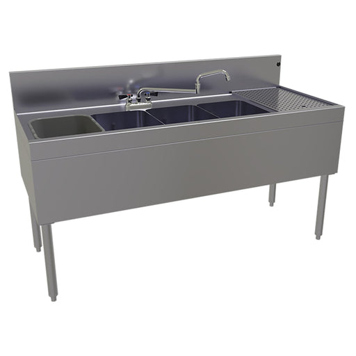 Glastender FSB-60L-S 60" 4 Compartment Sink w/ 11"L x 14"W Bowl, 10 1/4" Deep-cityfoodequipment.com