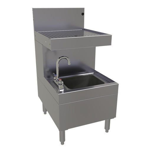 Glastender SWB-18-DB Underbar Dump Sink w/ 9 1/4"L x 11 1/2"W x 6"D Bowl - Faucet-cityfoodequipment.com