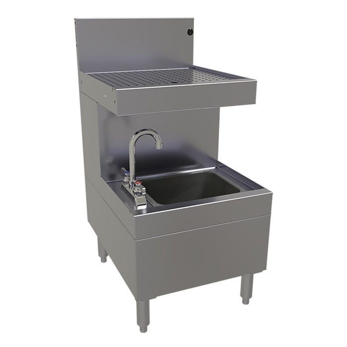 Glastender SWB-18-DB Underbar Dump Sink w/ 9 1/4"L x 11 1/2"W x 6"D Bowl - Faucet-cityfoodequipment.com