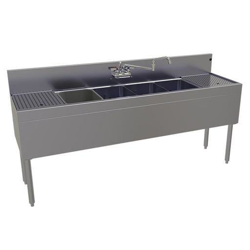 Glastender FSA-72-S 72" 4 Compartment Sink w/ 11"L x 14"W Bowl, 10 1/4" Deep-cityfoodequipment.com
