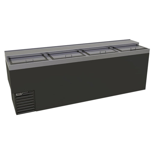 Glastender ST96-B 96" Forced Air Bottle Cooler - Holds (826) 12 oz Bottles, Lid Locks, Black, 120v-cityfoodequipment.com