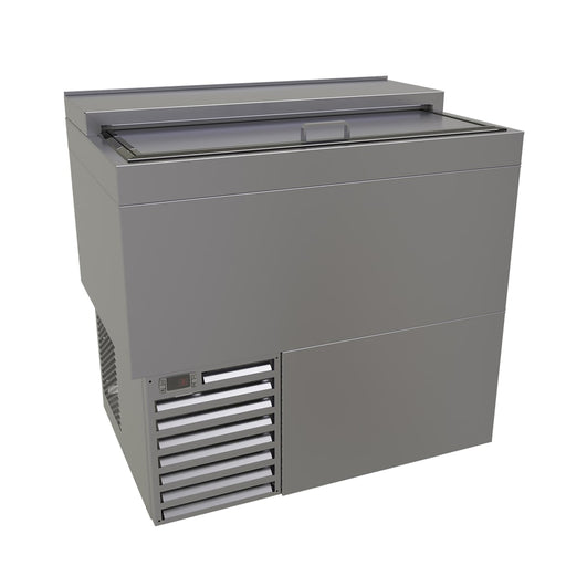 Glastender ST36-S 36" Forced Air Bottle Cooler - Holds (226) 12 oz Bottles, Lid Locks, Stainless, 120v-cityfoodequipment.com