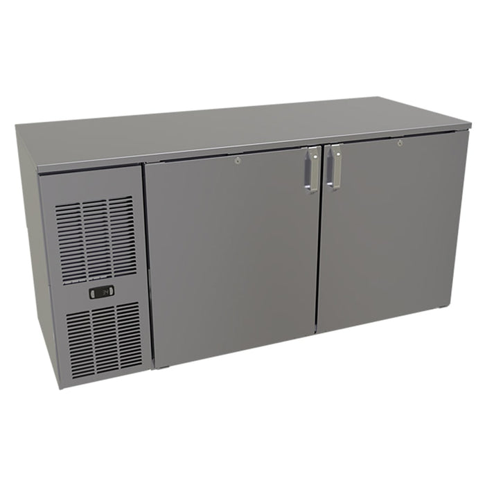 Glastender C1FL60 60" Bar Refrigerator - 2 Swinging Solid Doors, Black, 120v-cityfoodequipment.com