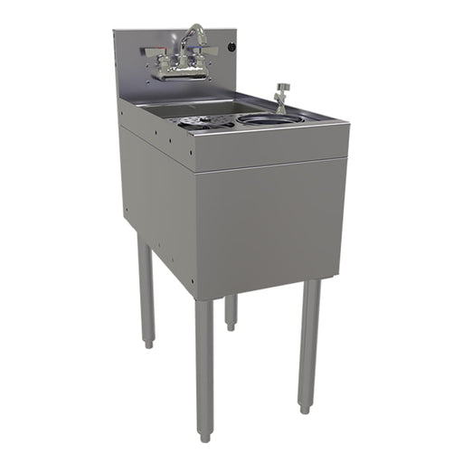 Glastender MTS-14 Underbar Mixology Sink w/ 9 1/4"L x 11 1/2"W x 6"D Bowl - Faucet, Glass Rinser, & Dipper Well-cityfoodequipment.com
