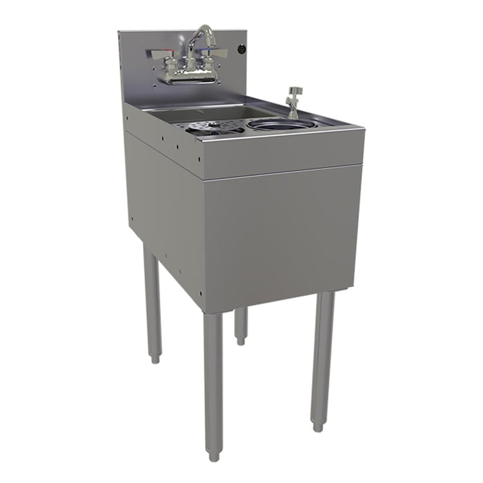 Glastender MTS-14 Underbar Mixology Sink w/ 9 1/4"L x 11 1/2"W x 6"D Bowl - Faucet, Glass Rinser, & Dipper Well-cityfoodequipment.com