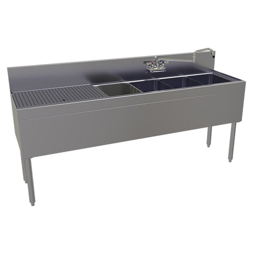 Glastender FSA-72R-S 72" 4 Compartment Sink w/ 11"L x 14"W Bowl, 10 1/4" Deep-cityfoodequipment.com