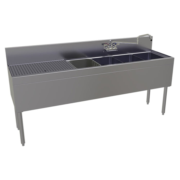 Glastender FSA-72R-S 72" 4 Compartment Sink w/ 11"L x 14"W Bowl, 10 1/4" Deep-cityfoodequipment.com