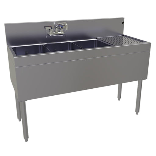 Glastender TSA-48L-S 48" 3 Compartment Sink w/ 11"L x 14"W Bowls, 10 1/4" Deep-cityfoodequipment.com