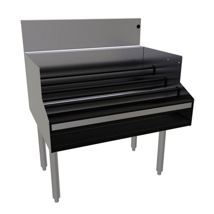 Glastender LDA-30S 4 Level Raised Liquor Display - Holds 28 Bottles, 7" Backsplash, 30" x 24"-cityfoodequipment.com