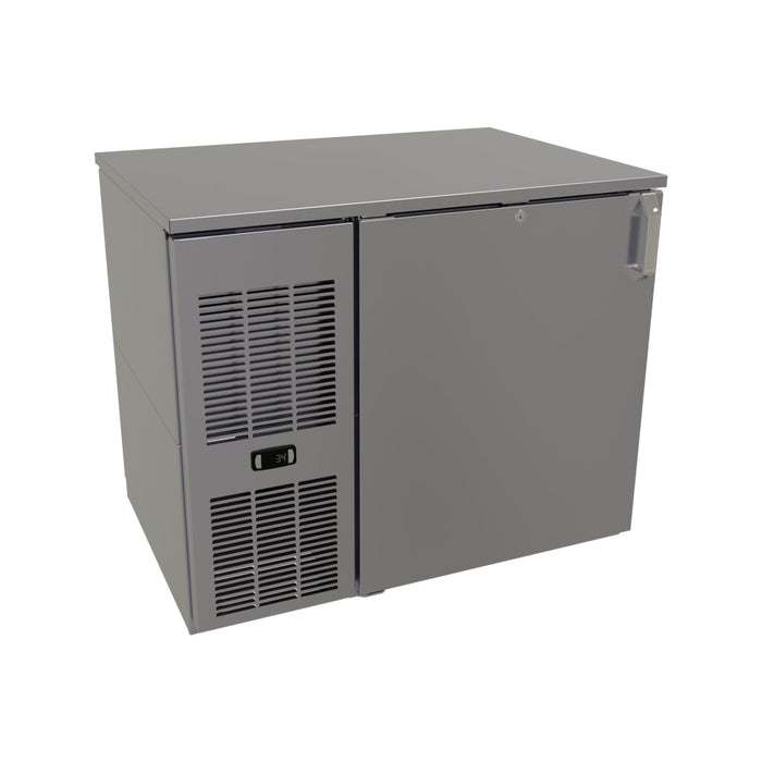 Glastender CP1FL36 36" Pass Thru Bar Refrigerator - 2 Swinging Solid Doors, Black, 120v-cityfoodequipment.com