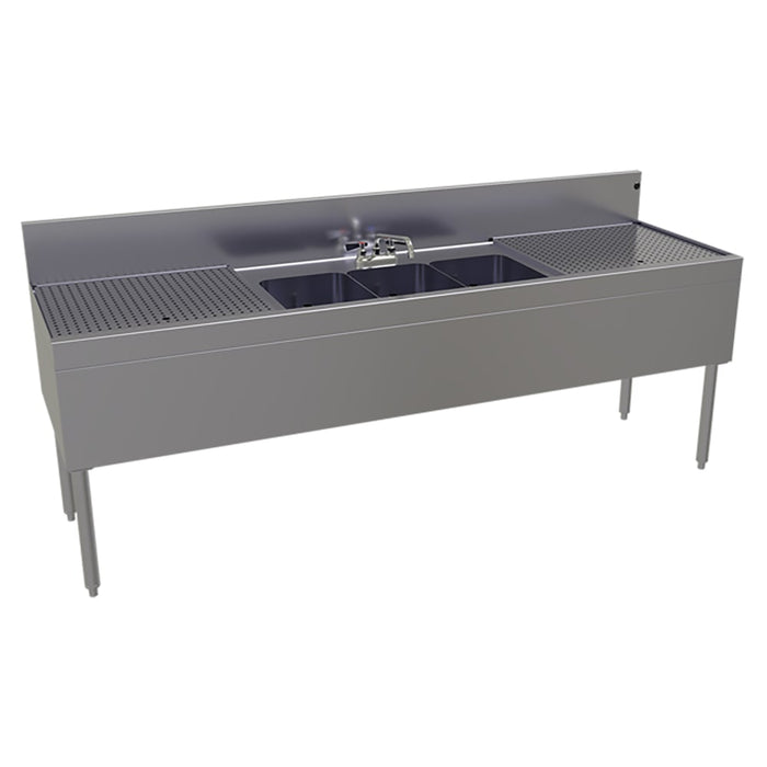 Glastender TSB-84-S 84" 3 Compartment Sink w/ 11"L x 14"W Bowls, 10 1/4" Deep-cityfoodequipment.com