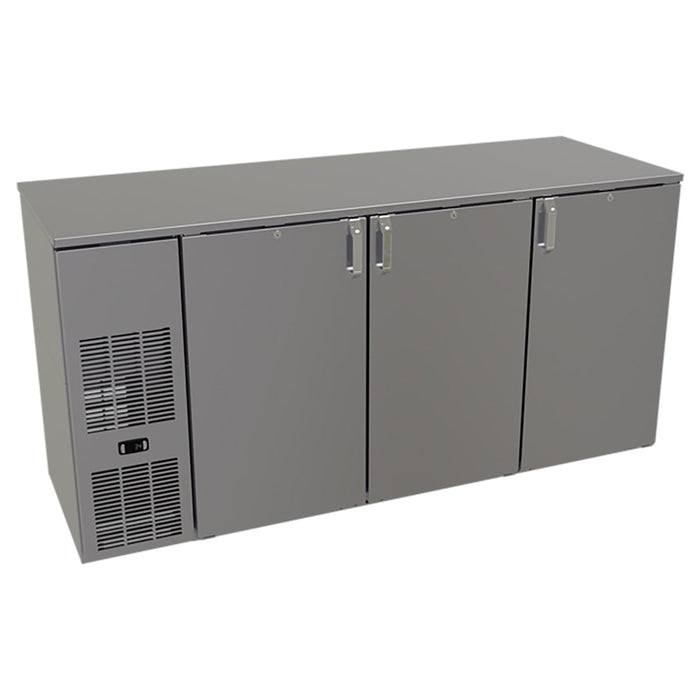 Glastender CP1FB72 72" Pass Thru Bar Refrigerator - 6 Swinging Solid Doors, Black, 120v-cityfoodequipment.com