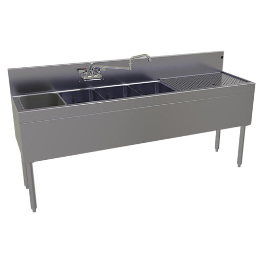Glastender FSA-72L-S 72" 4 Compartment Sink w/ 11"L x 14"W Bowl, 10 1/4" Deep-cityfoodequipment.com