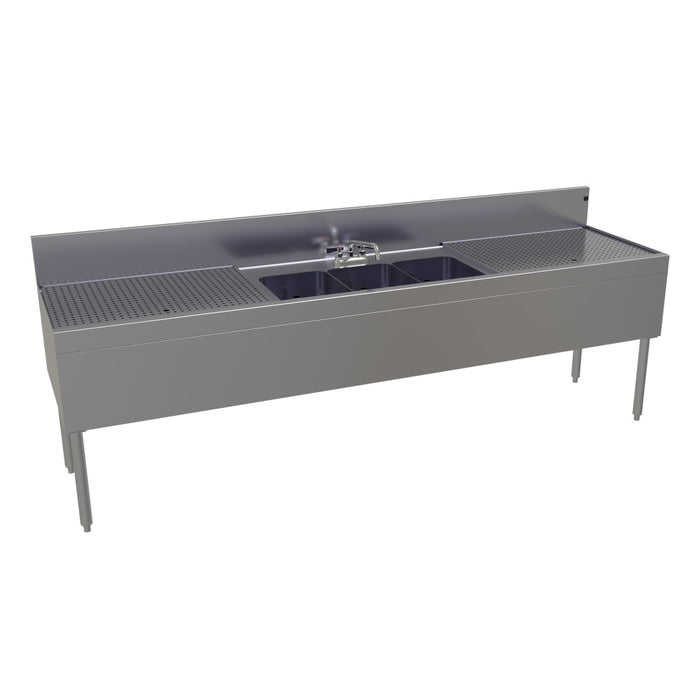 Glastender TSB-96-S 96" 3 Compartment Sink w/ 11"L x 14"W Bowls, 10 1/4" Deep-cityfoodequipment.com