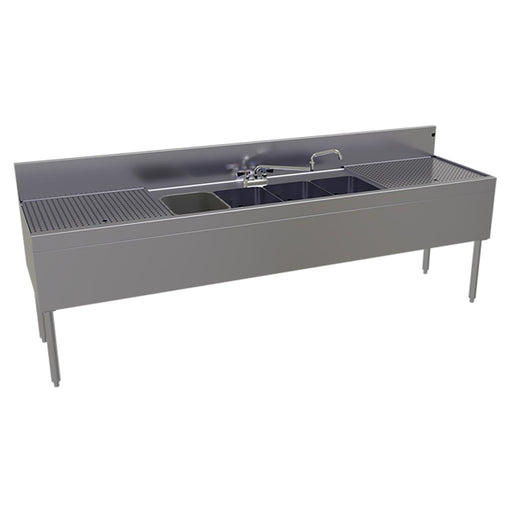 Glastender FSB-96-S 96" 4 Compartment Sink w/ 11"L x 14"W Bowl, 10 1/4" Deep-cityfoodequipment.com
